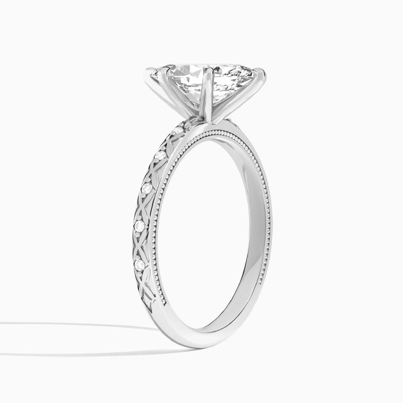 Marquise Elara Lab Grown Diamond Engagement Ring In 18K White Gold, Angle View