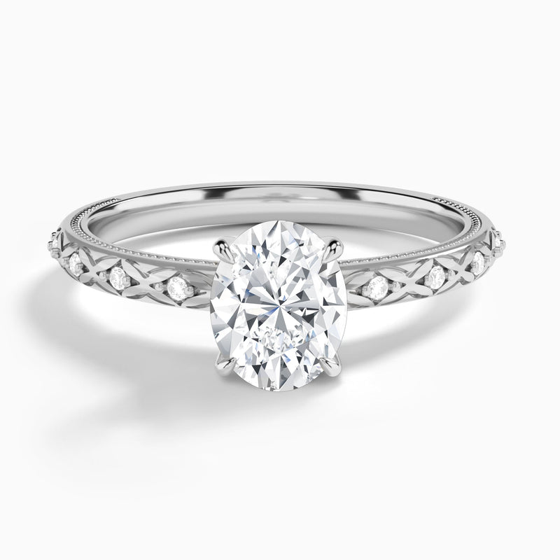 Oval Elara Lab Grown Diamond Engagement Ring In 18K White Gold - Lucenjuri