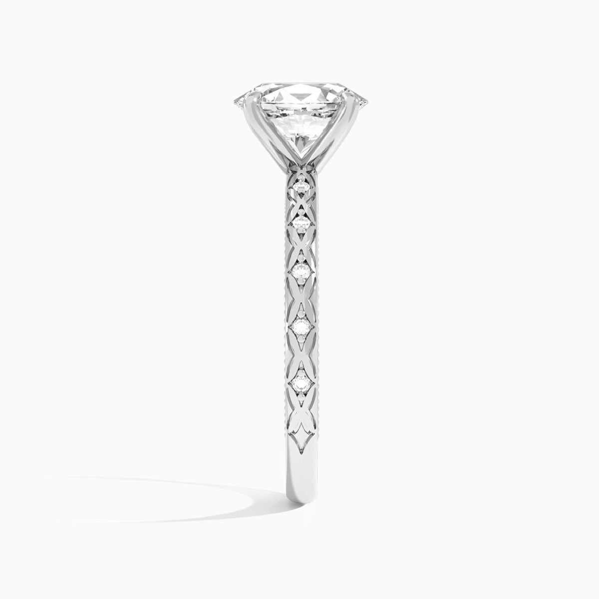 Oval Elara Lab Grown Diamond Engagement Ring In 18K White Gold, Side View
