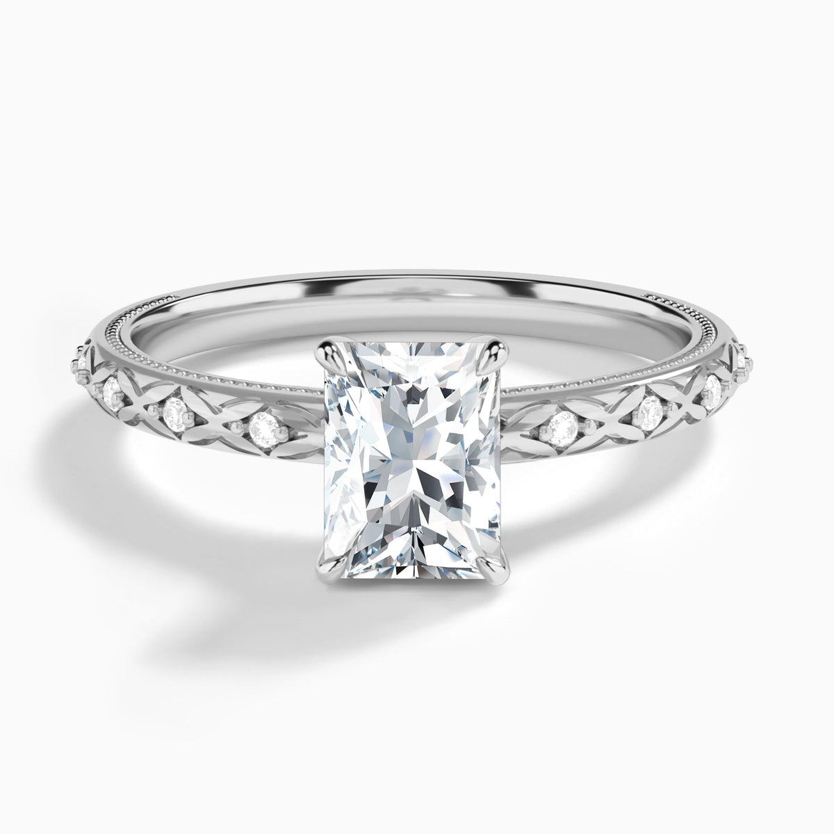 Radiant Elara Lab Grown Diamond Engagement Ring In 18K White Gold - Lucenjuri