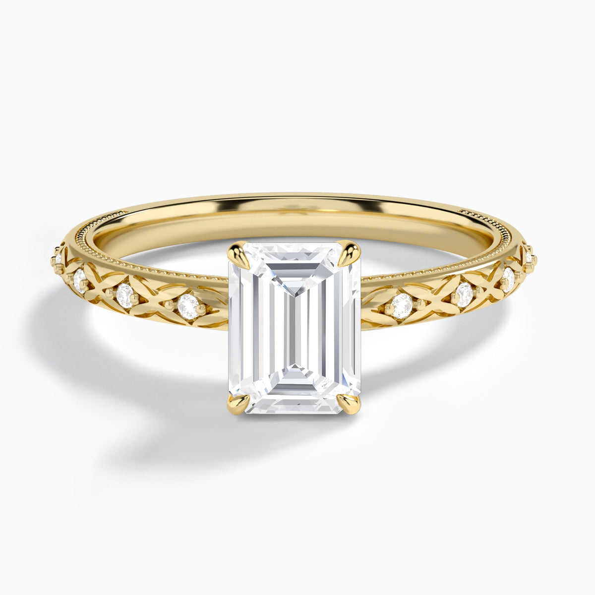 Emerald Elara Lab Grown Diamond Engagement Ring In 14K Yellow Gold - Lucenjuri