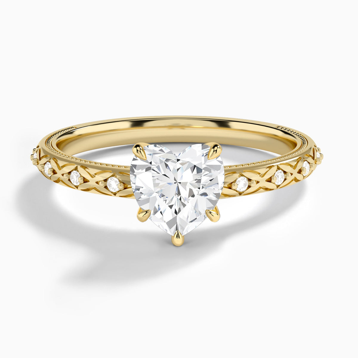 Heart Elara Lab Grown Diamond Engagement Ring In 18K Yellow Gold - Lucenjuri