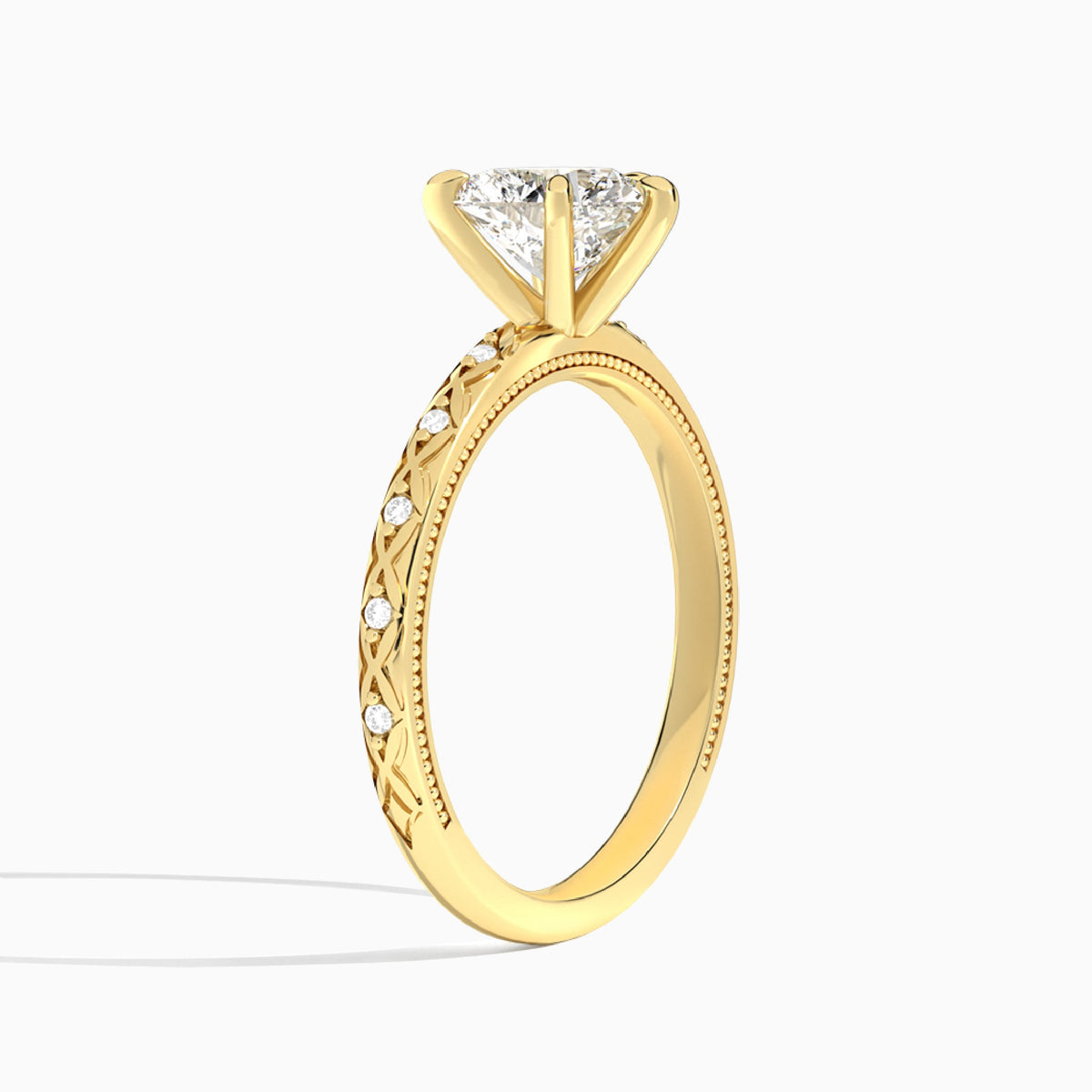 Heart Elara Lab Grown Diamond Engagement Ring In 18K Yellow Gold, Angle View