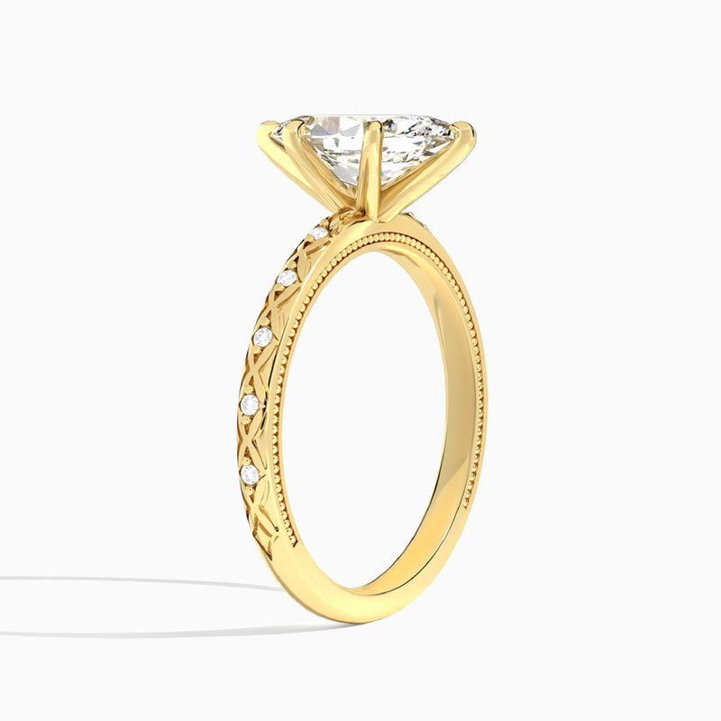 Marquise Elara Lab Grown Diamond Engagement Ring In 14K Yellow Gold, Angle View