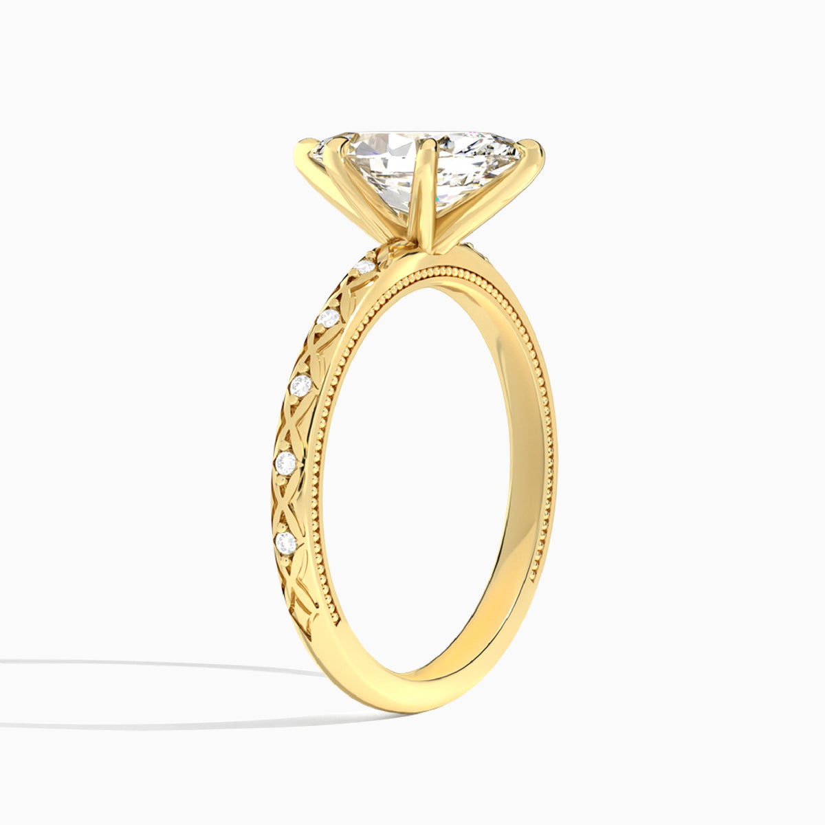 Marquise Elara Lab Grown Diamond Engagement Ring In 14K Yellow Gold, Angle View