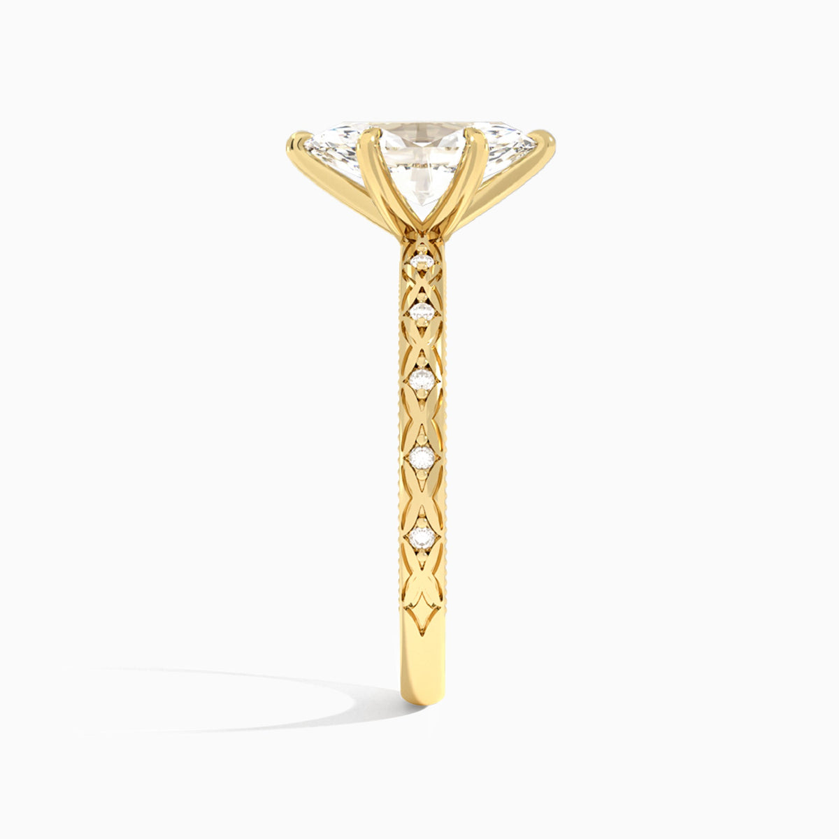 Marquise Elara Lab Grown Diamond Engagement Ring In 18K Yellow Gold, Side View