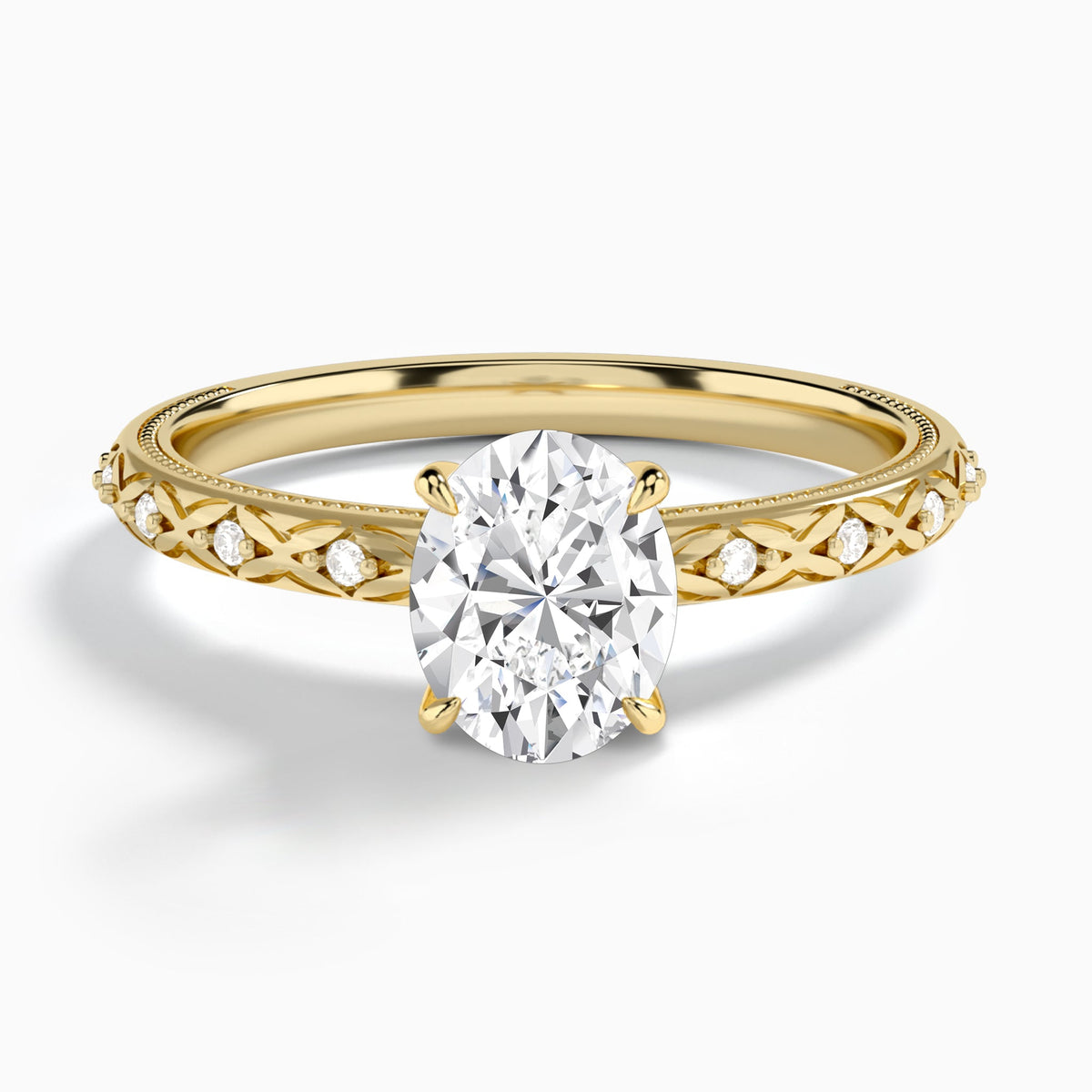 Oval Elara Lab Grown Diamond Engagement Ring In 18K Yellow Gold - Lucenjuri