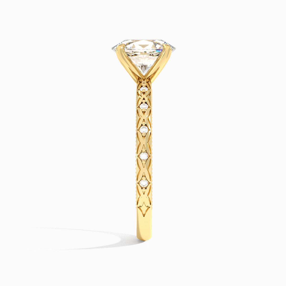 Oval Elara Lab Grown Diamond Engagement Ring In 14K Yellow Gold, Side View
