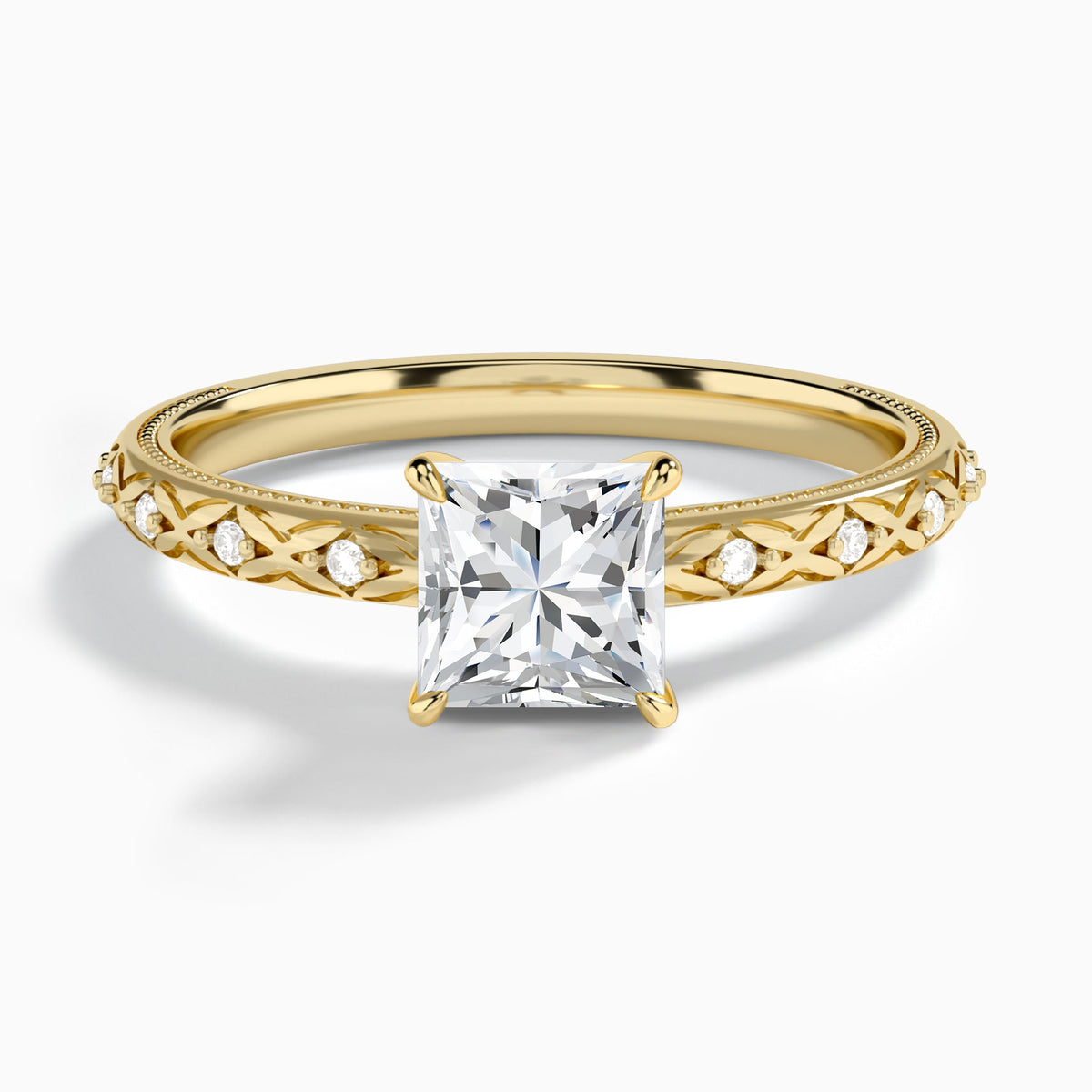 Princess Elara Lab Grown Diamond Engagement Ring In 18K Yellow Gold - Lucenjuri