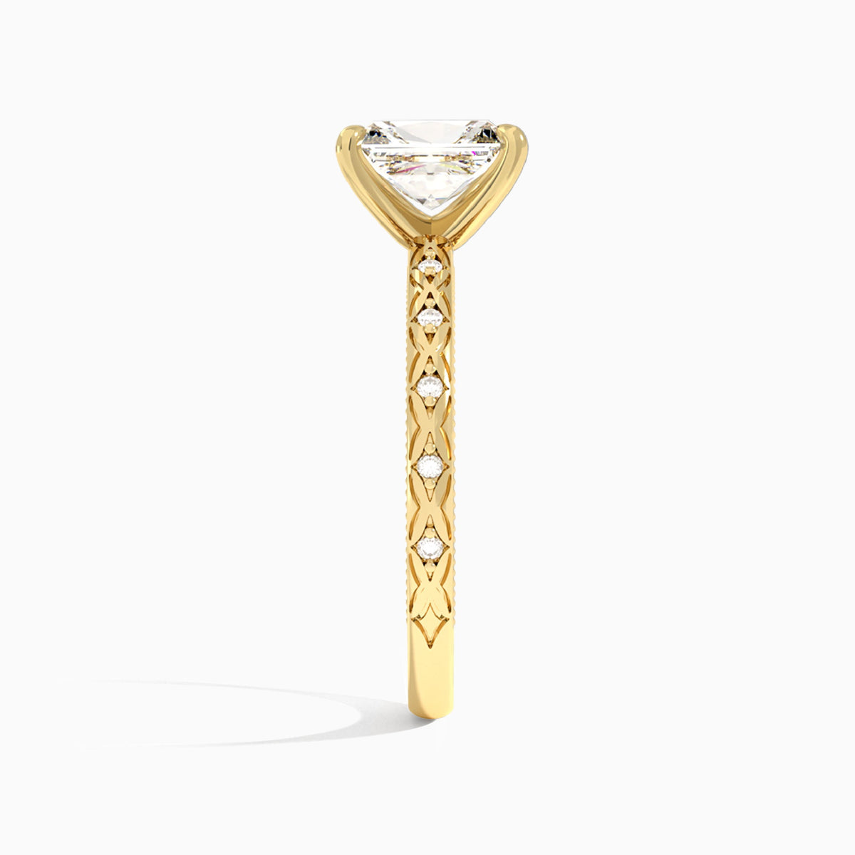 Radiant Elara Lab Grown Diamond Engagement Ring In 14K Yellow Gold, Side View