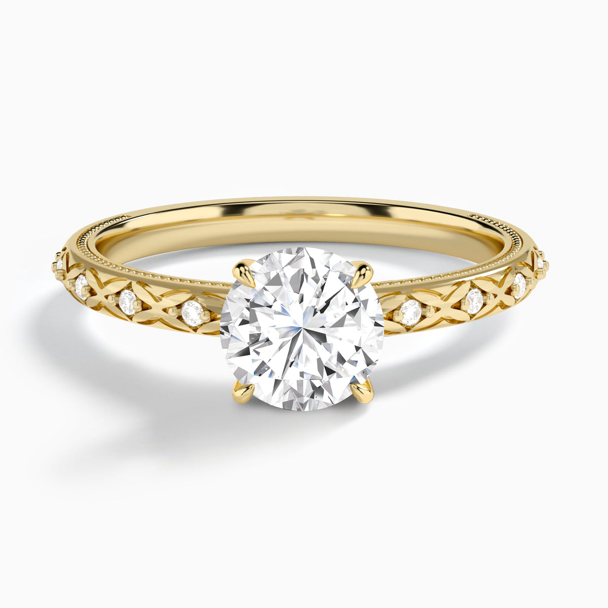 Round Elara Lab Grown Diamond Engagement Ring In 18K Yellow Gold - Lucenjuri