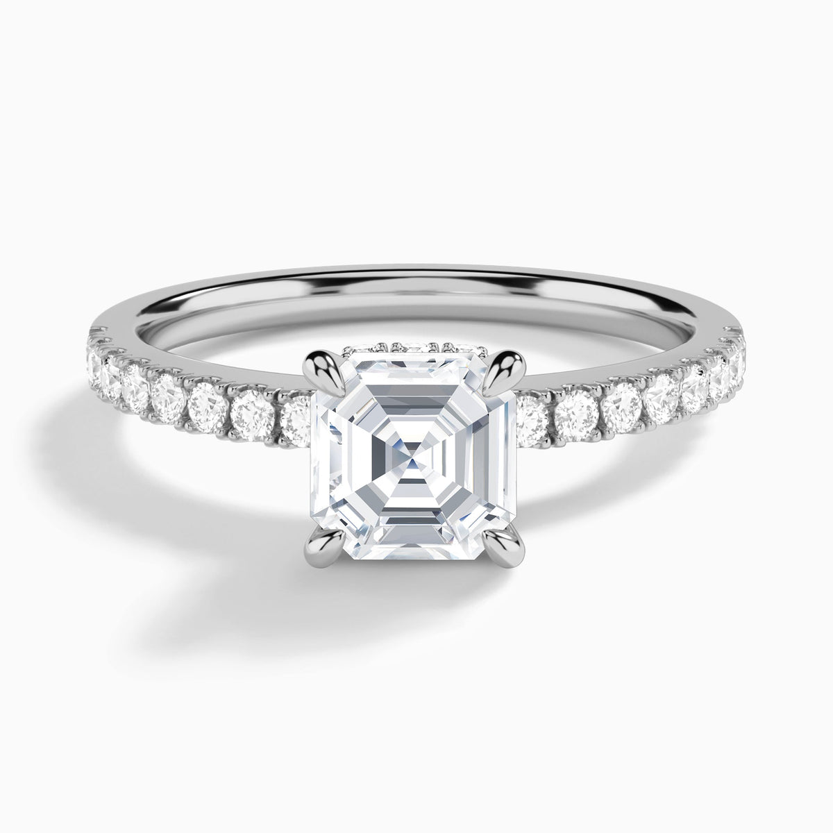 Asscher Nadia Lab Grown Diamond Engagement Ring In Platinum - Lucenjuri