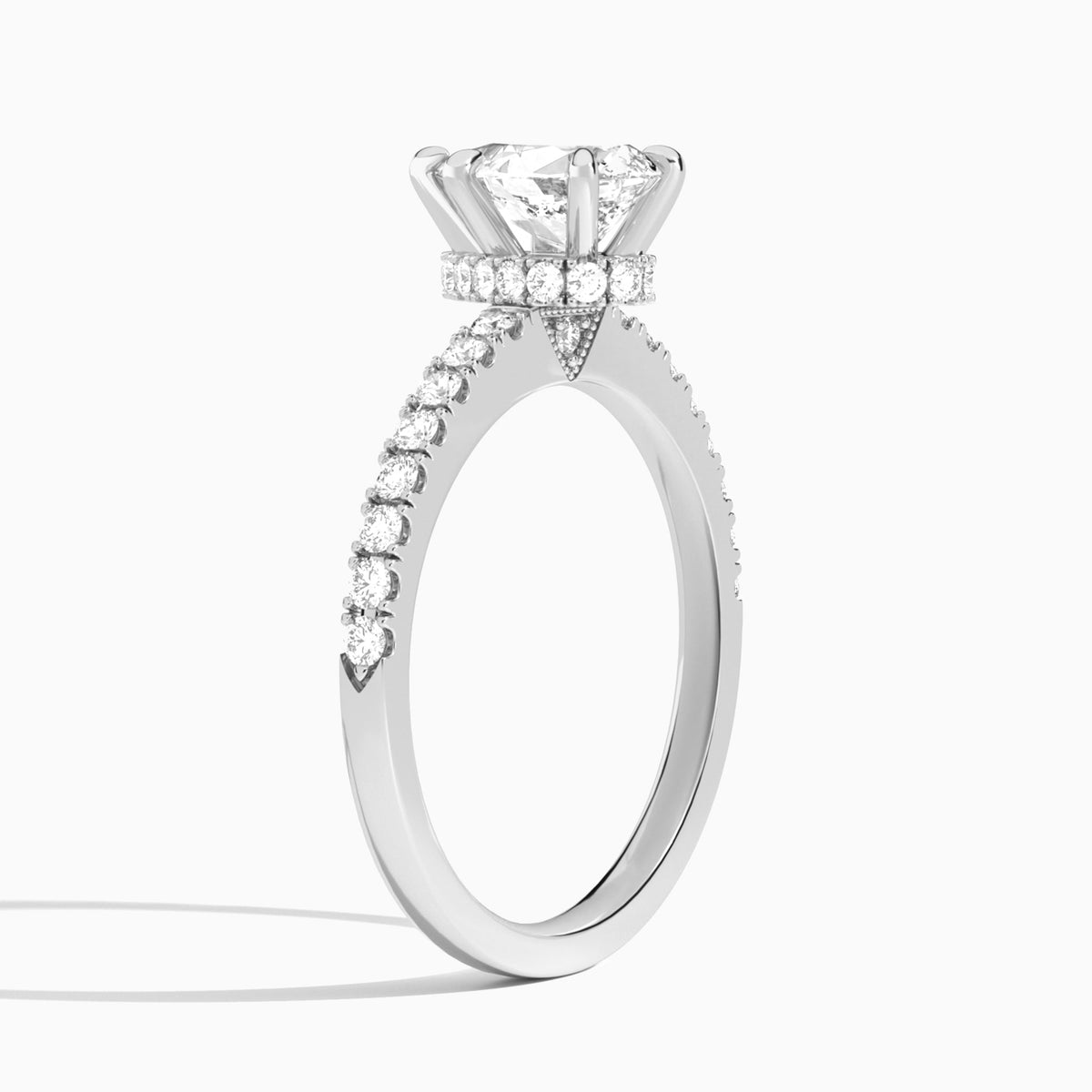 Pear Nadia Lab Grown Diamond Engagement Ring In Platinum, Angle View