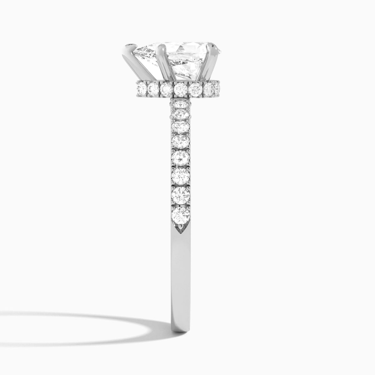 Pear Nadia Lab Grown Diamond Engagement Ring In Platinum, Side View