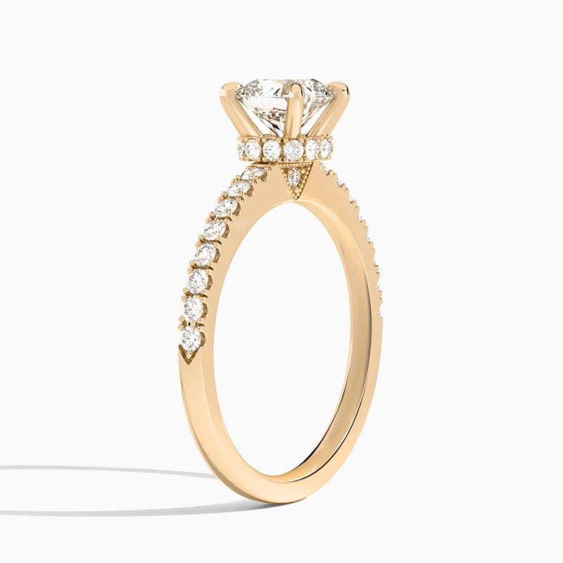 Cushion Nadia Lab Grown Diamond Engagement Ring In 14K Rose Gold, Angle View