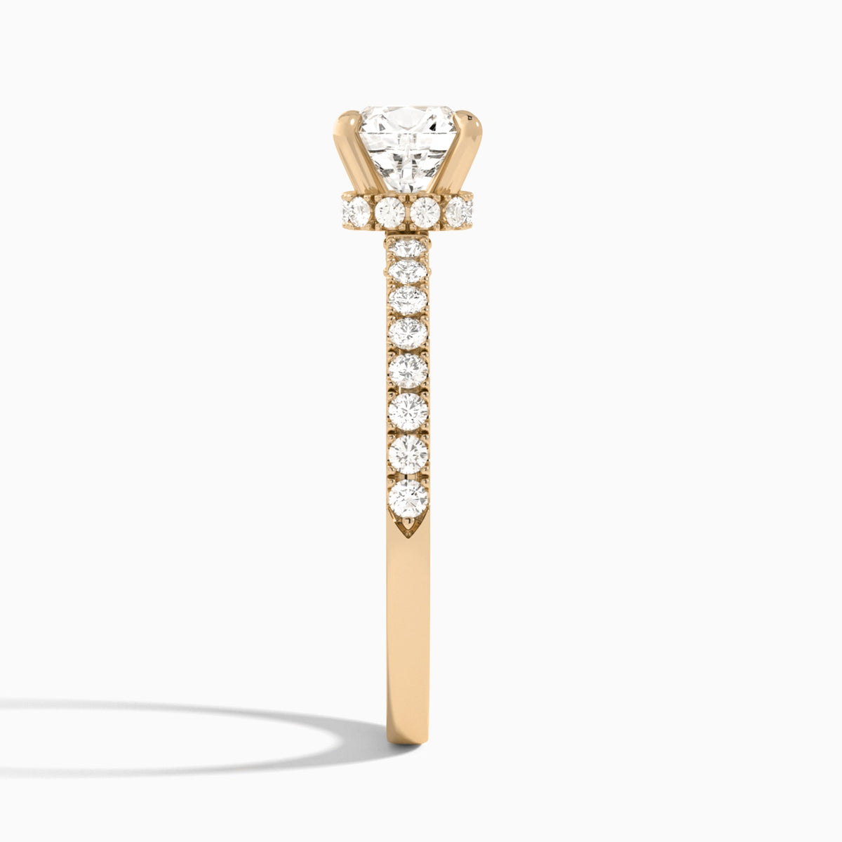 Cushion Nadia Lab Grown Diamond Engagement Ring In 14K Rose Gold, Side View