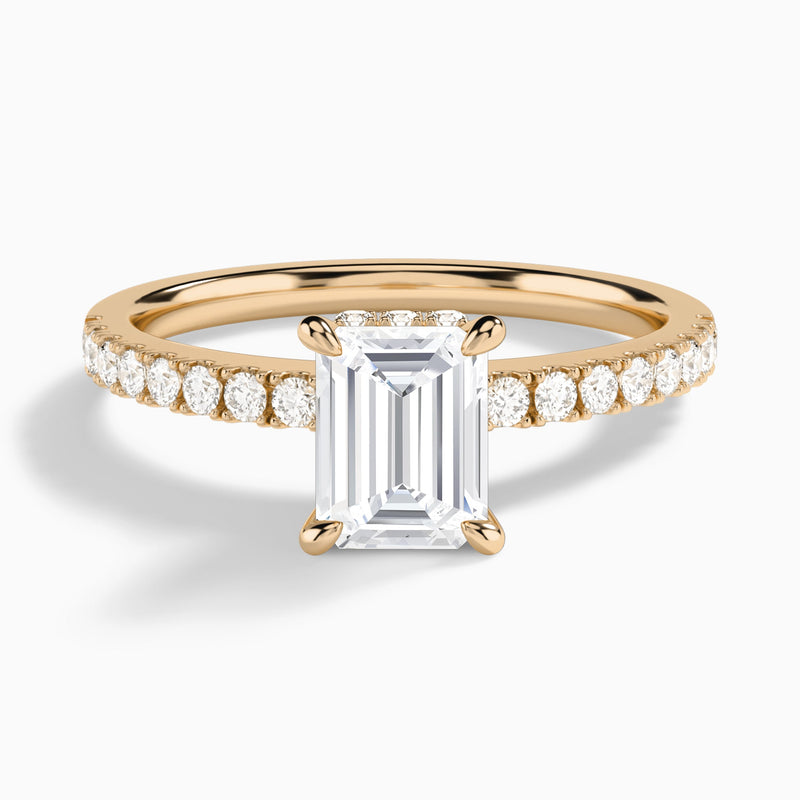 Emerald Nadia Lab Grown Diamond Engagement Ring In 14K Rose Gold - Lucenjuri