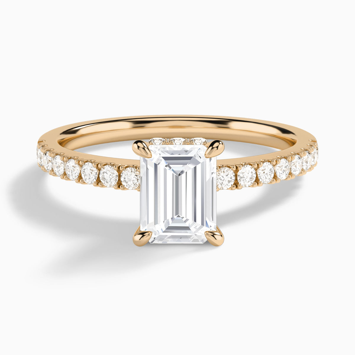 Emerald Nadia Lab Grown Diamond Engagement Ring In 14K Rose Gold - Lucenjuri