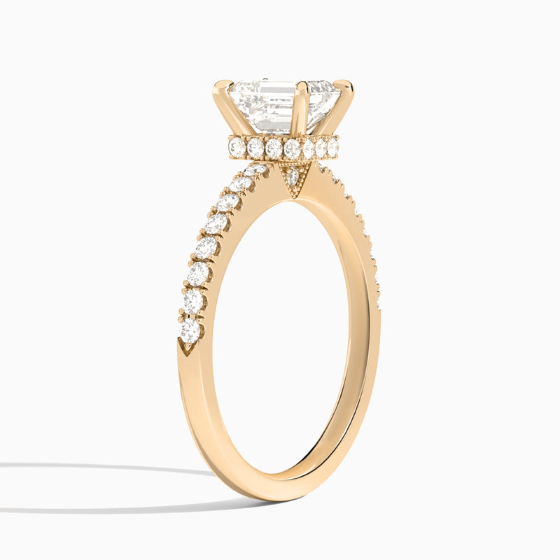 Emerald Nadia Lab Grown Diamond Engagement Ring In 14K Rose Gold, Angle View