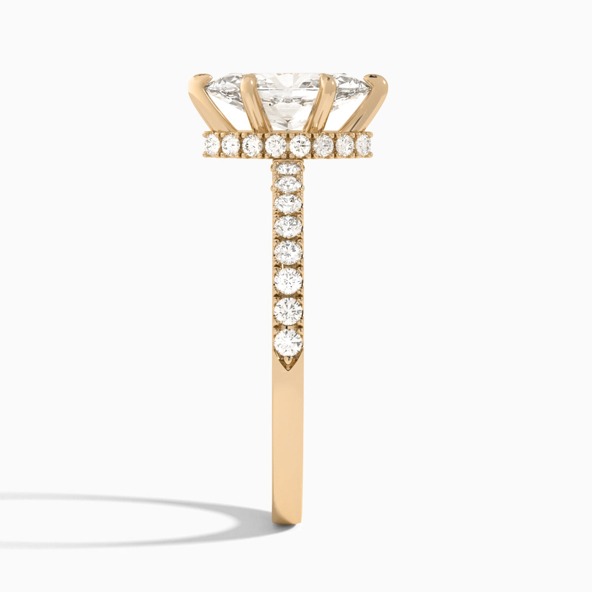 Marquise Nadia Lab Grown Diamond Engagement Ring In 14K Rose Gold, Side View