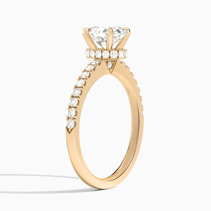 Oval Nadia Lab Grown Diamond Engagement Ring In 14K Rose Gold, Angle View