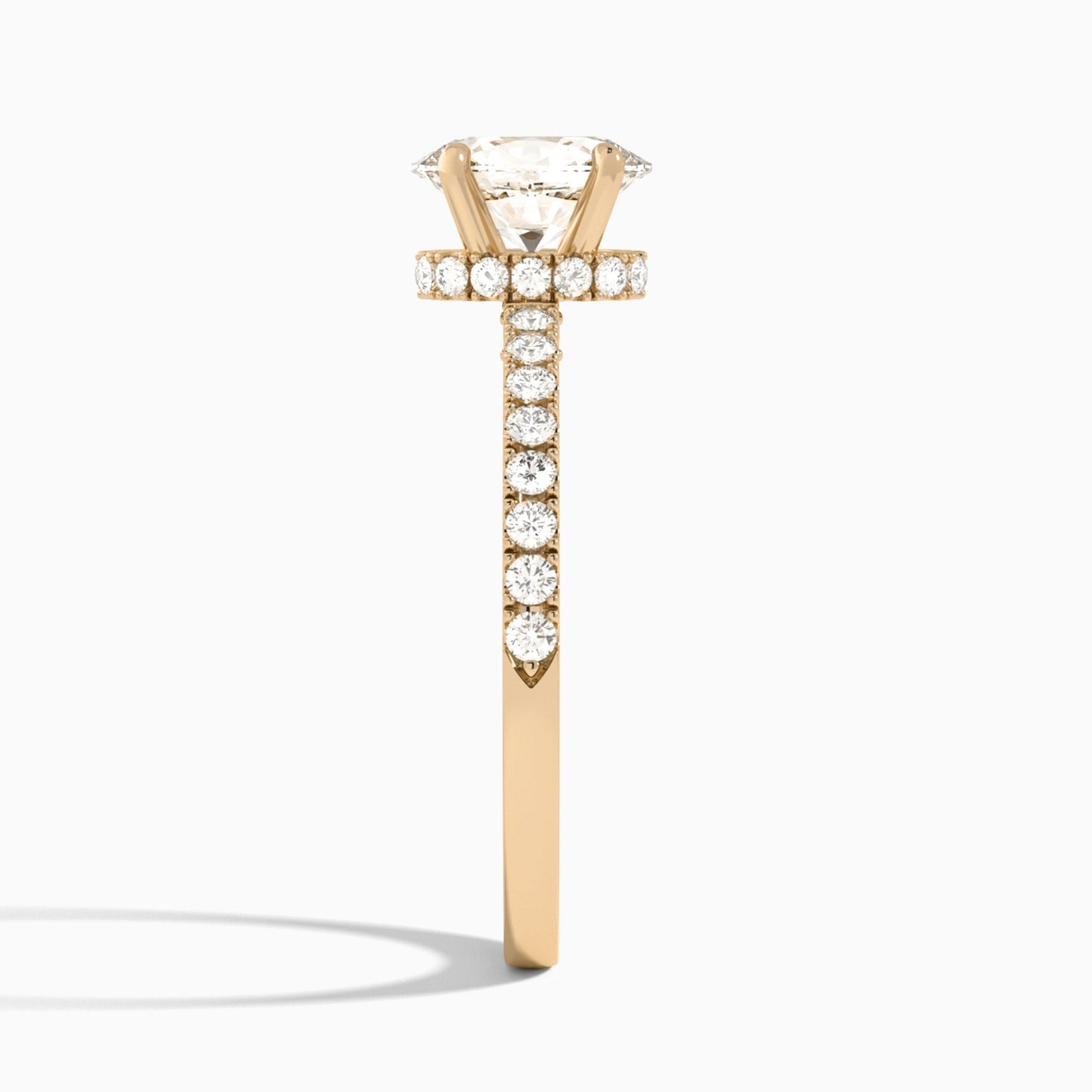 Oval Nadia Lab Grown Diamond Engagement Ring In 14K Rose Gold, Side View