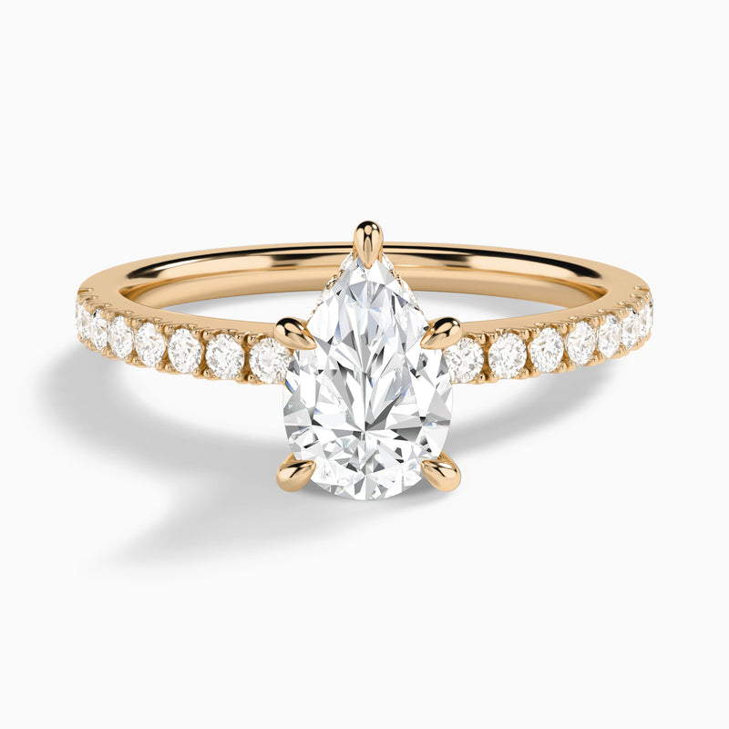 Pear Nadia Lab Grown Diamond Engagement Ring In 14K Rose Gold - Lucenjuri