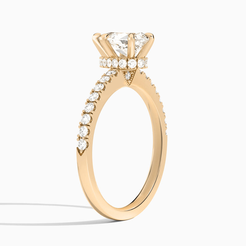 Pear Nadia Lab Grown Diamond Engagement Ring In 14K Rose Gold, Angle View
