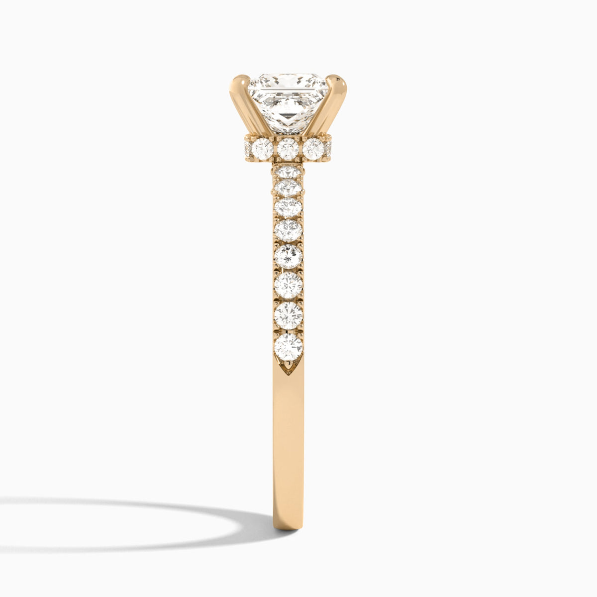 Princess Nadia Lab Grown Diamond Engagement Ring In 14K Rose Gold, Side View