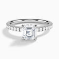 Asscher Nadia Lab Grown Diamond Engagement Ring In 18K White Gold - Lucenjuri