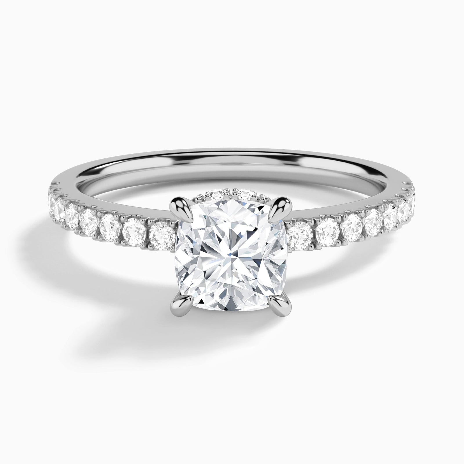 Cushion Nadia Lab Grown Diamond Engagement Ring In 18K White Gold - Lucenjuri