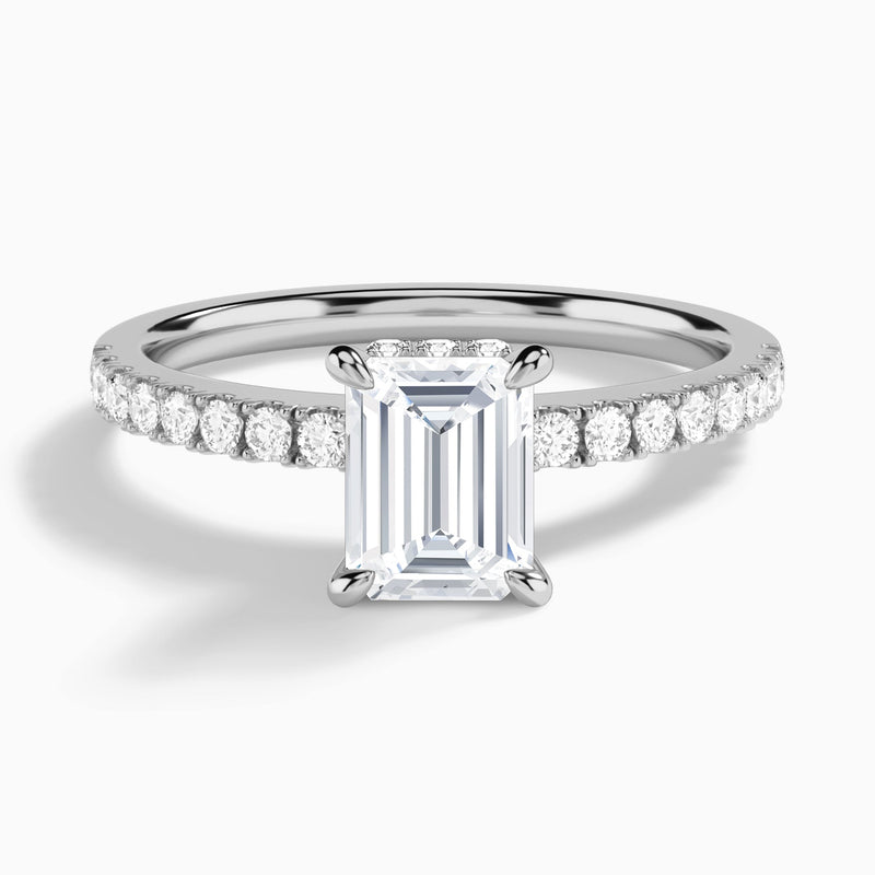 Emerald Nadia Lab Grown Diamond Engagement Ring In 14K White Gold