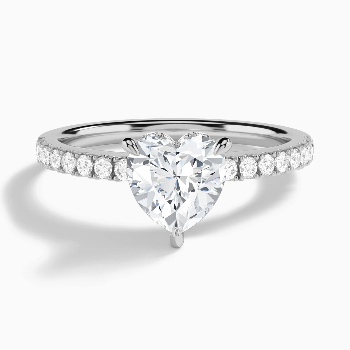 Heart Nadia Lab Grown Diamond Engagement Ring In 14K White Gold - Lucenjuri