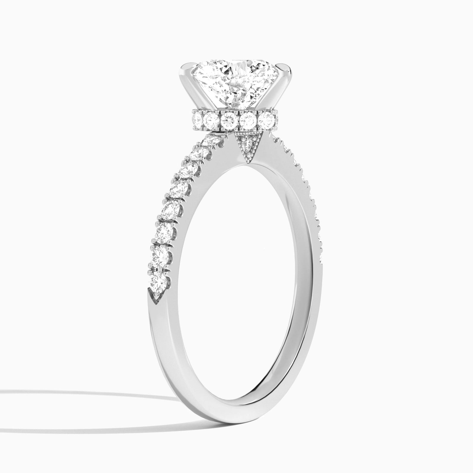 Heart Nadia Lab Grown Diamond Engagement Ring In 14K White Gold, Angle View