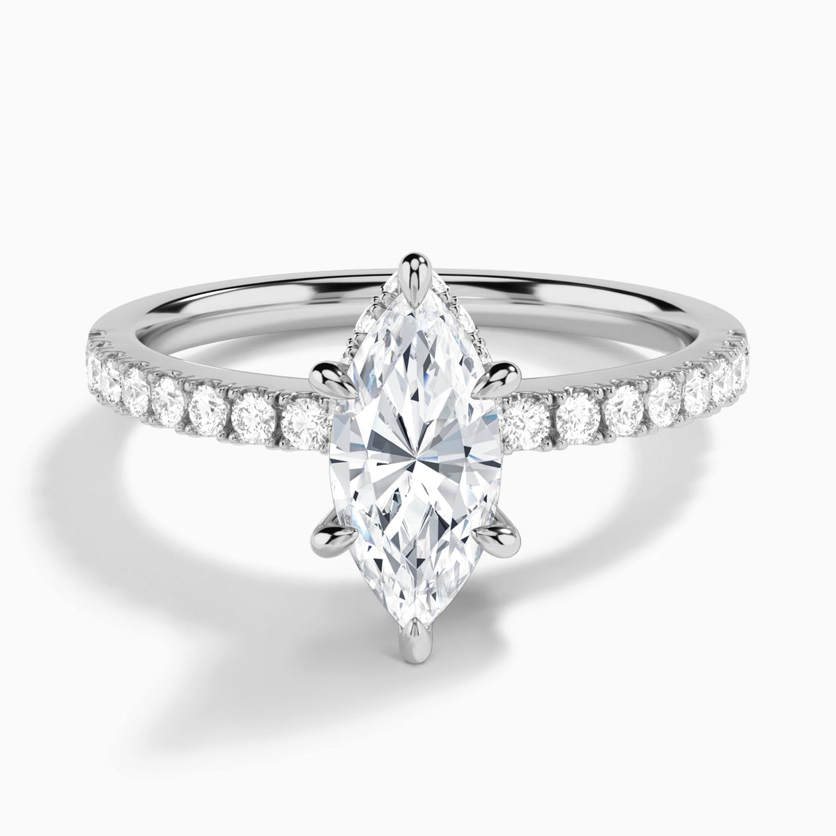 Marquise Nadia Lab Grown Diamond Engagement Ring In 18K White Gold - Lucenjuri