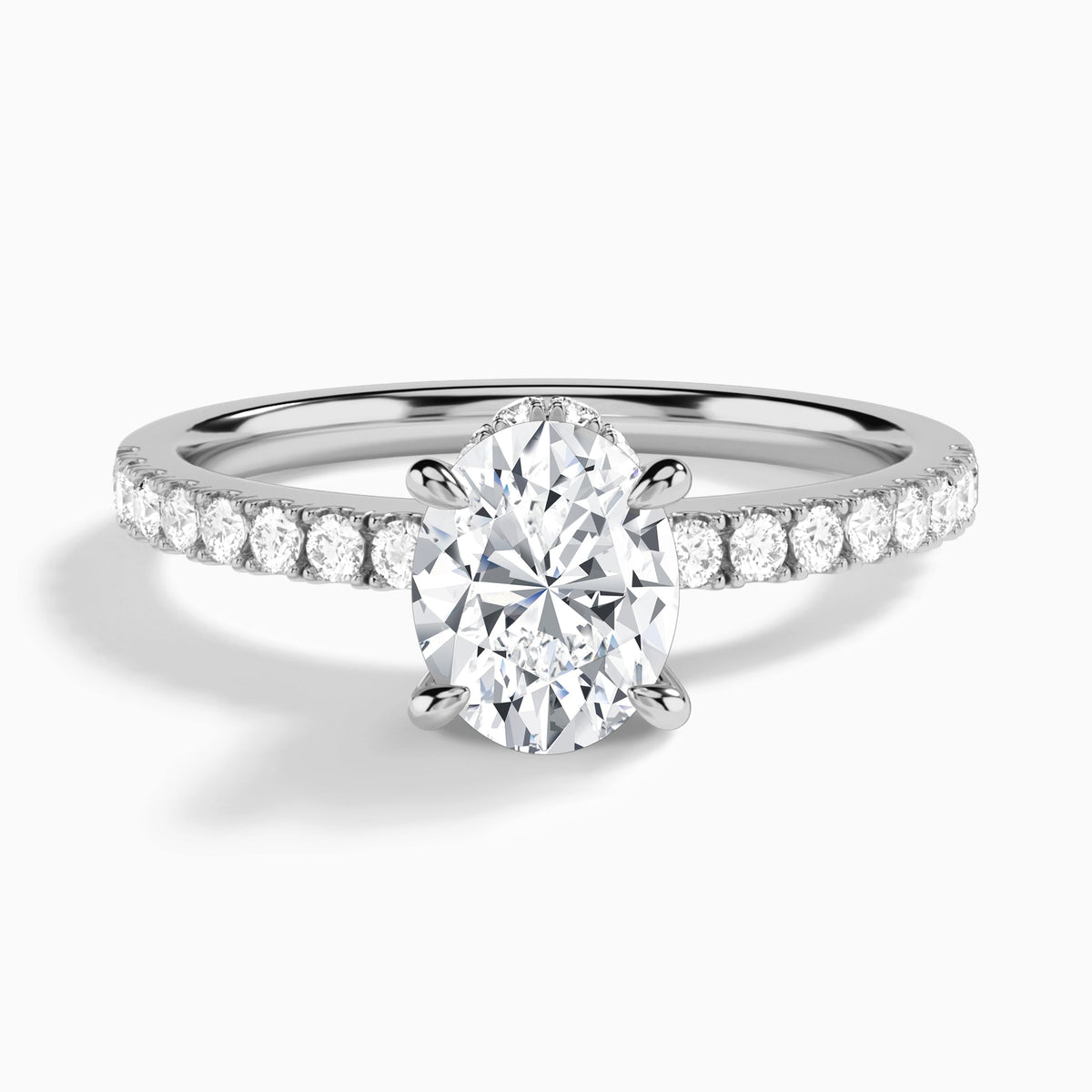 Oval Nadia Lab Grown Diamond Engagement Ring In 14K White Gold - Lucenjuri