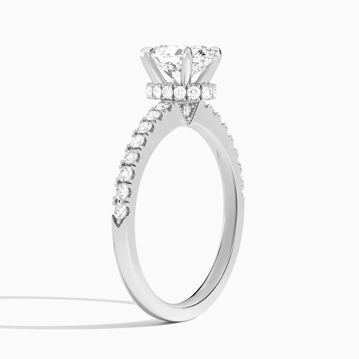 Oval Nadia Lab Grown Diamond Engagement Ring In 18K White Gold, Angle View