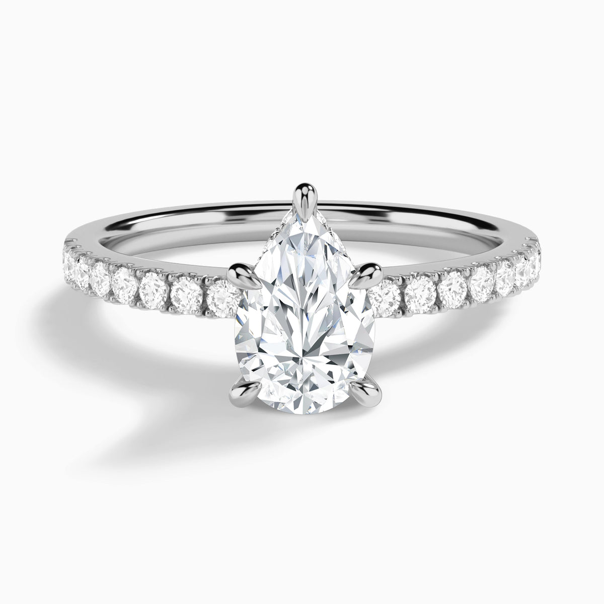 Pear Nadia Lab Grown Diamond Engagement Ring In 18K White Gold - Lucenjuri
