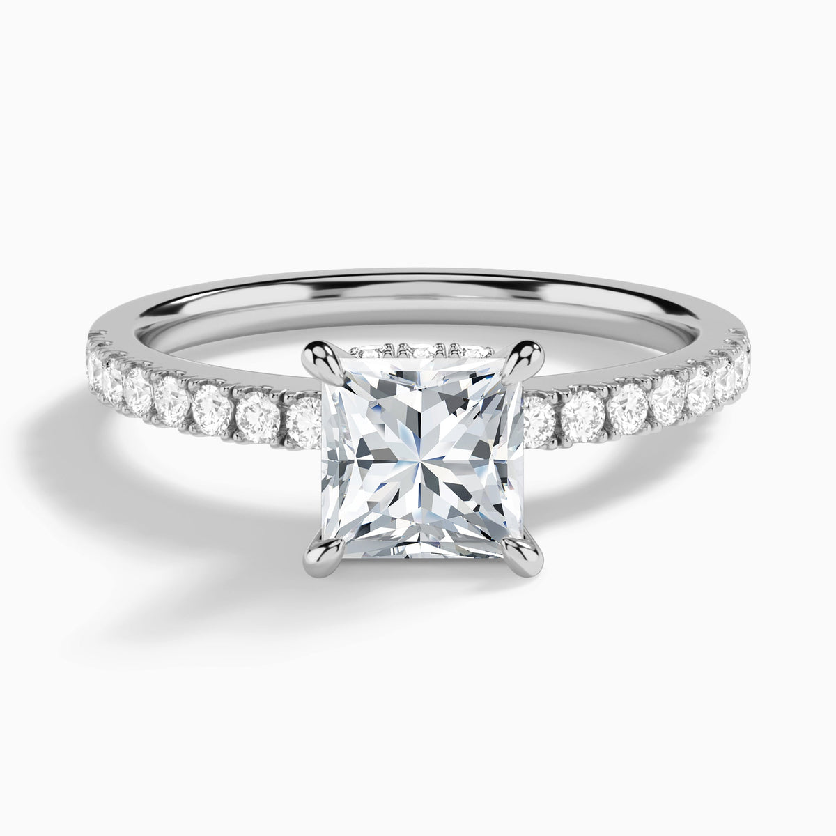Princess Nadia Lab Grown Diamond Engagement Ring In 14K White Gold - Lucenjuri