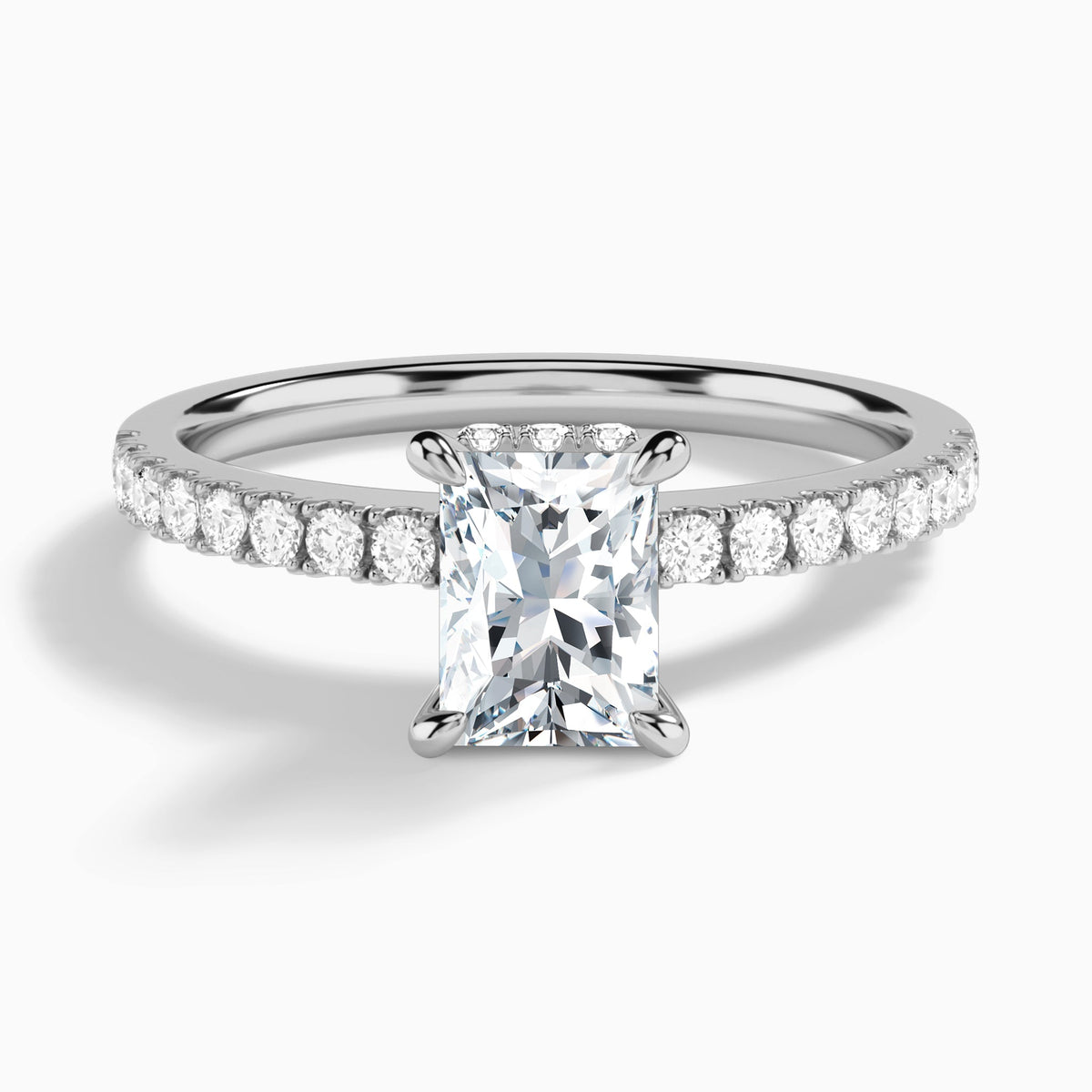 Radiant Nadia Lab Grown Diamond Engagement Ring In 18K White Gold - Lucenjuri