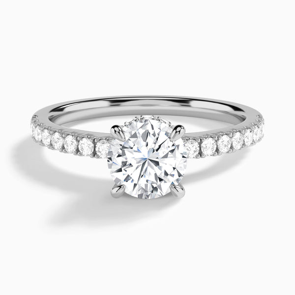 Round Nadia Lab Grown Diamond Engagement Ring In 14K White Gold - Lucenjuri