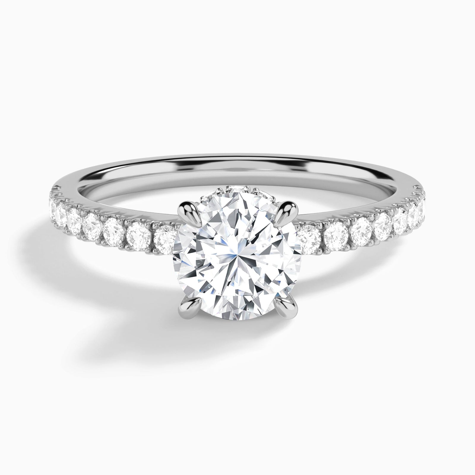 Round Nadia Lab Grown Diamond Engagement Ring In 18K White Gold - Lucenjuri