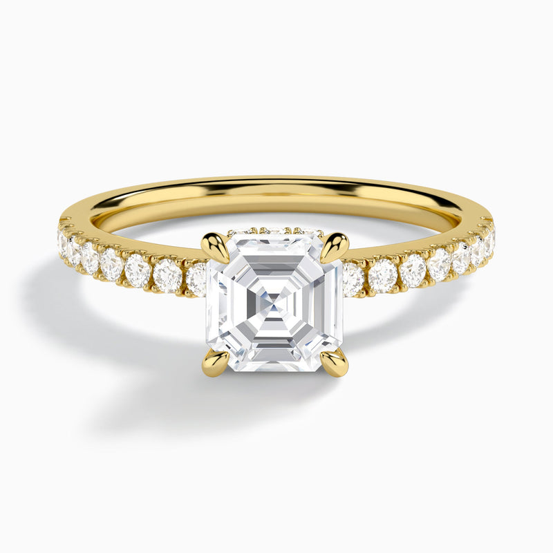Asscher Nadia Lab Grown Diamond Engagement Ring In 18K Yellow Gold - Lucenjuri