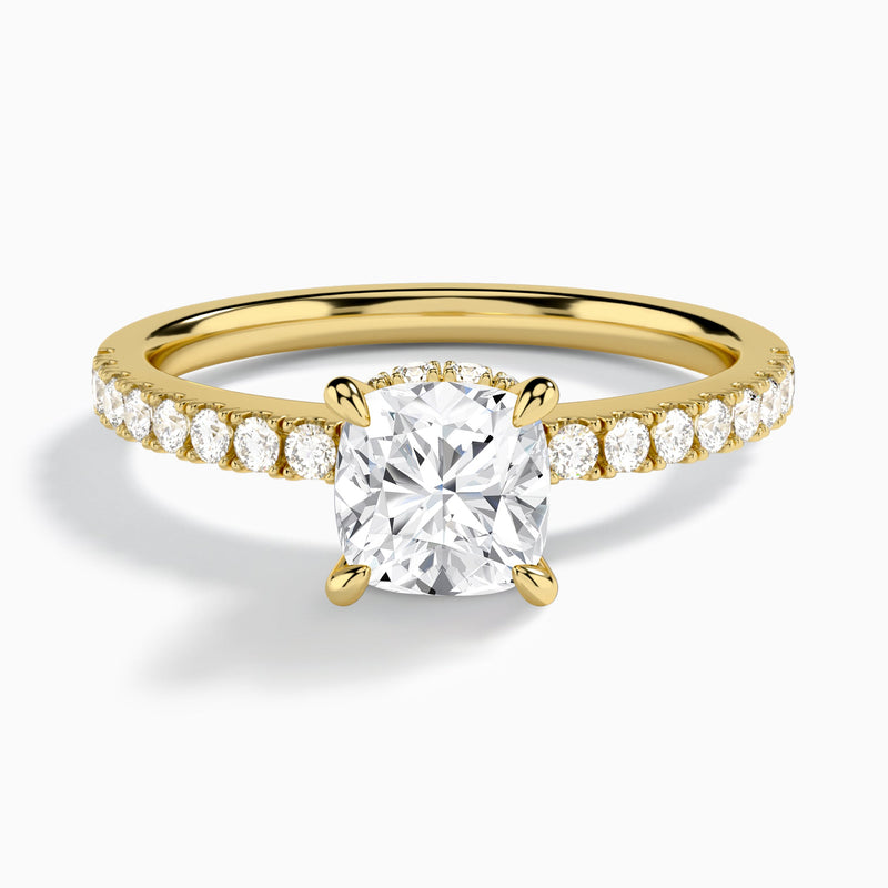 Cushion Nadia Lab Grown Diamond Engagement Ring In 14K Yellow Gold - Lucenjuri