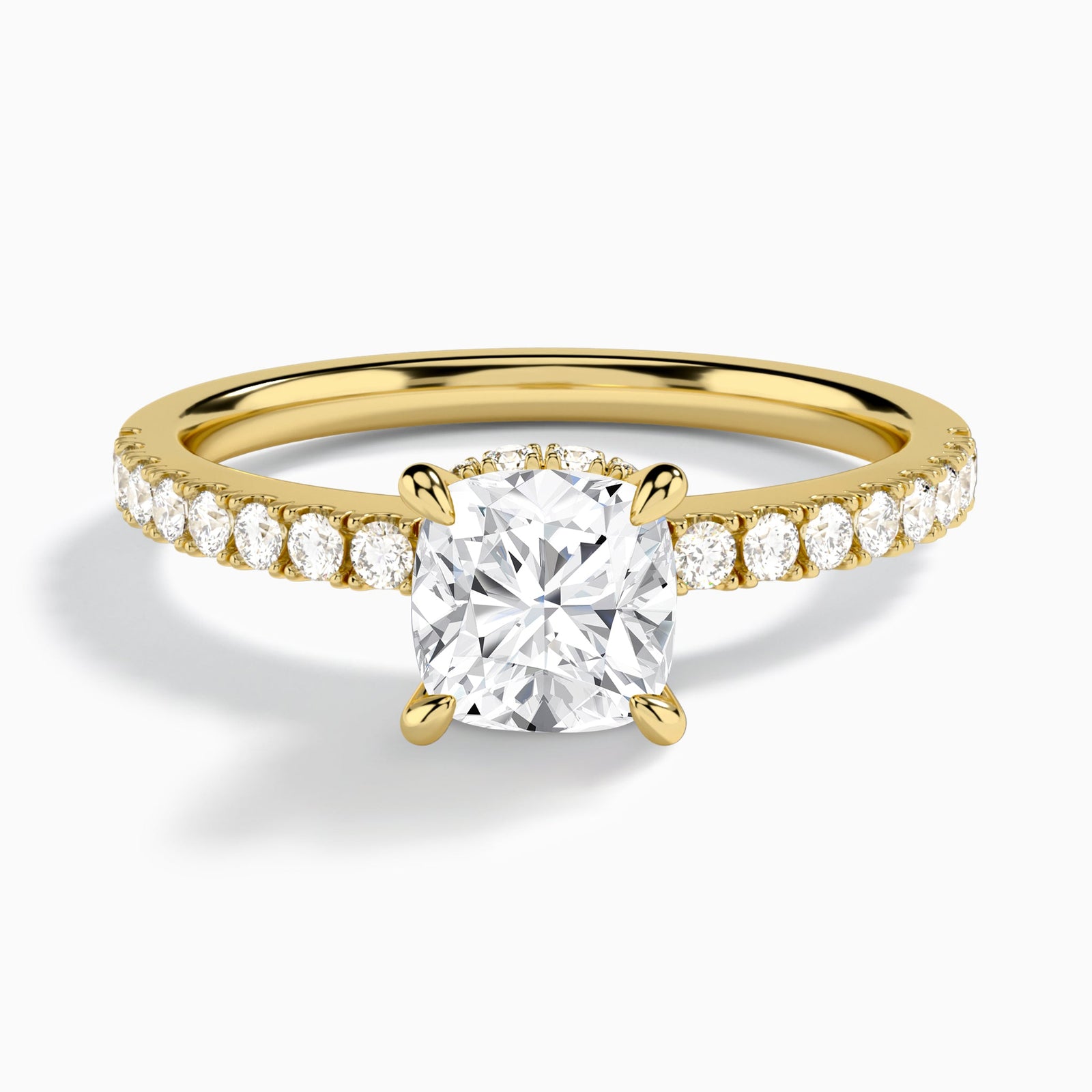 Cushion Nadia Lab Grown Diamond Engagement Ring In 14K Yellow Gold - Lucenjuri