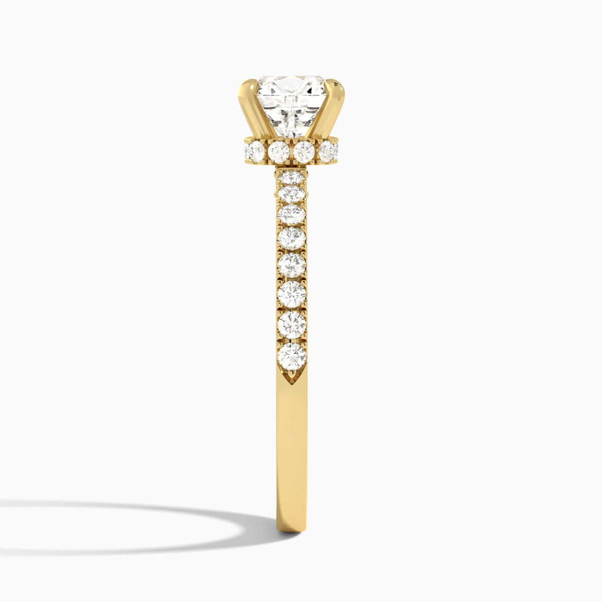 Cushion Nadia Lab Grown Diamond Engagement Ring In 18K Yellow Gold, Side View