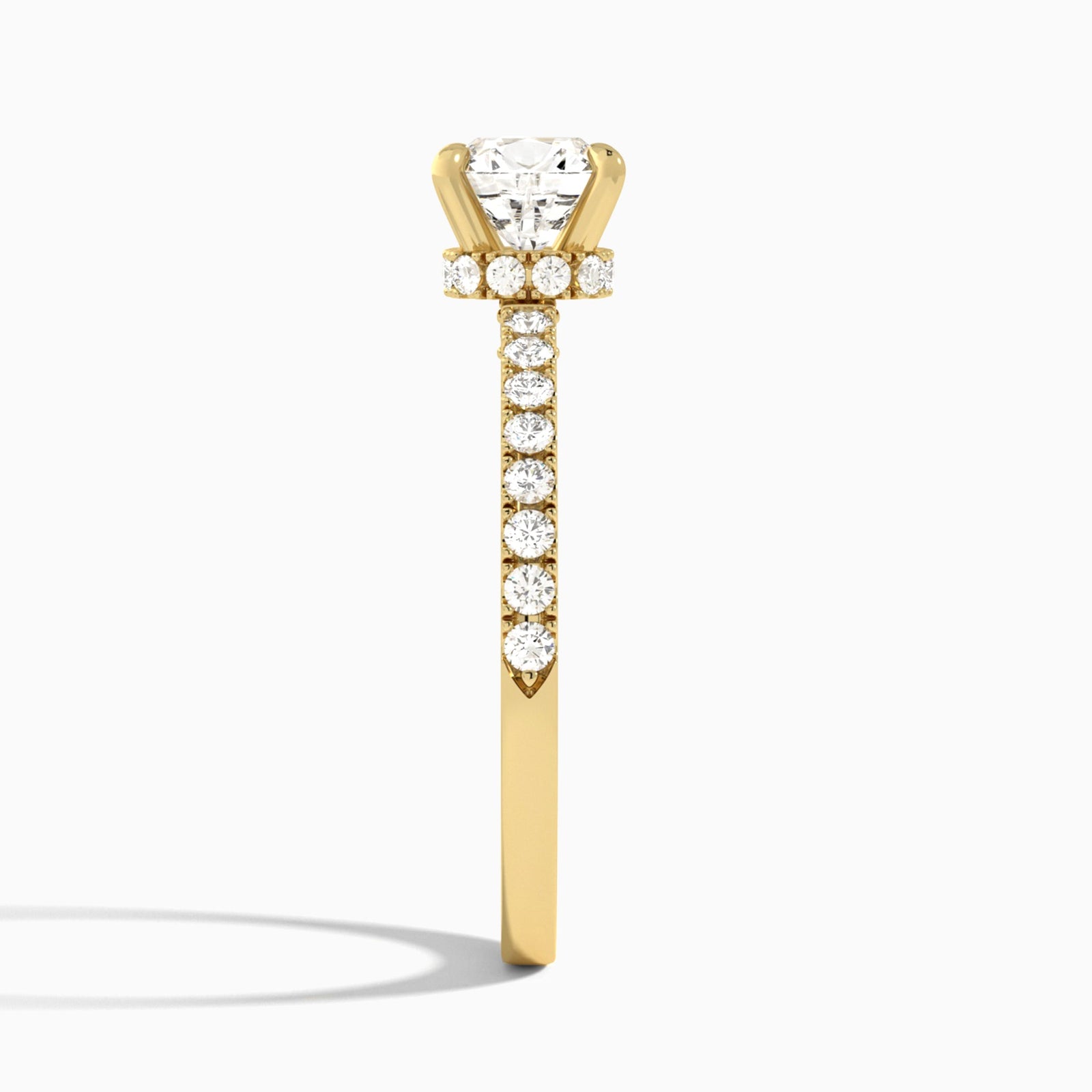 Cushion Nadia Lab Grown Diamond Engagement Ring In 14K Yellow Gold, Side View