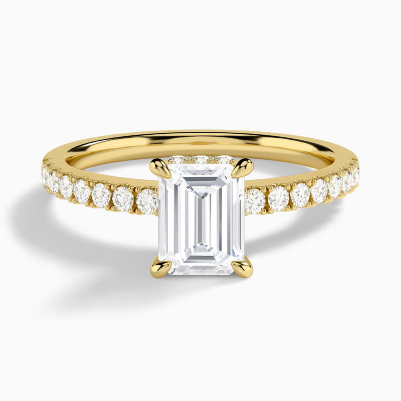 Emerald Nadia Lab Grown Diamond Engagement Ring In 14K Yellow Gold - Lucenjuri