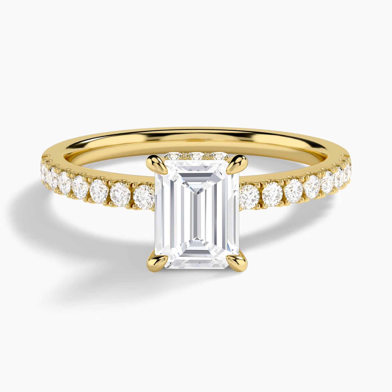 Emerald Nadia Lab Grown Diamond Engagement Ring In 14K Yellow Gold - Lucenjuri