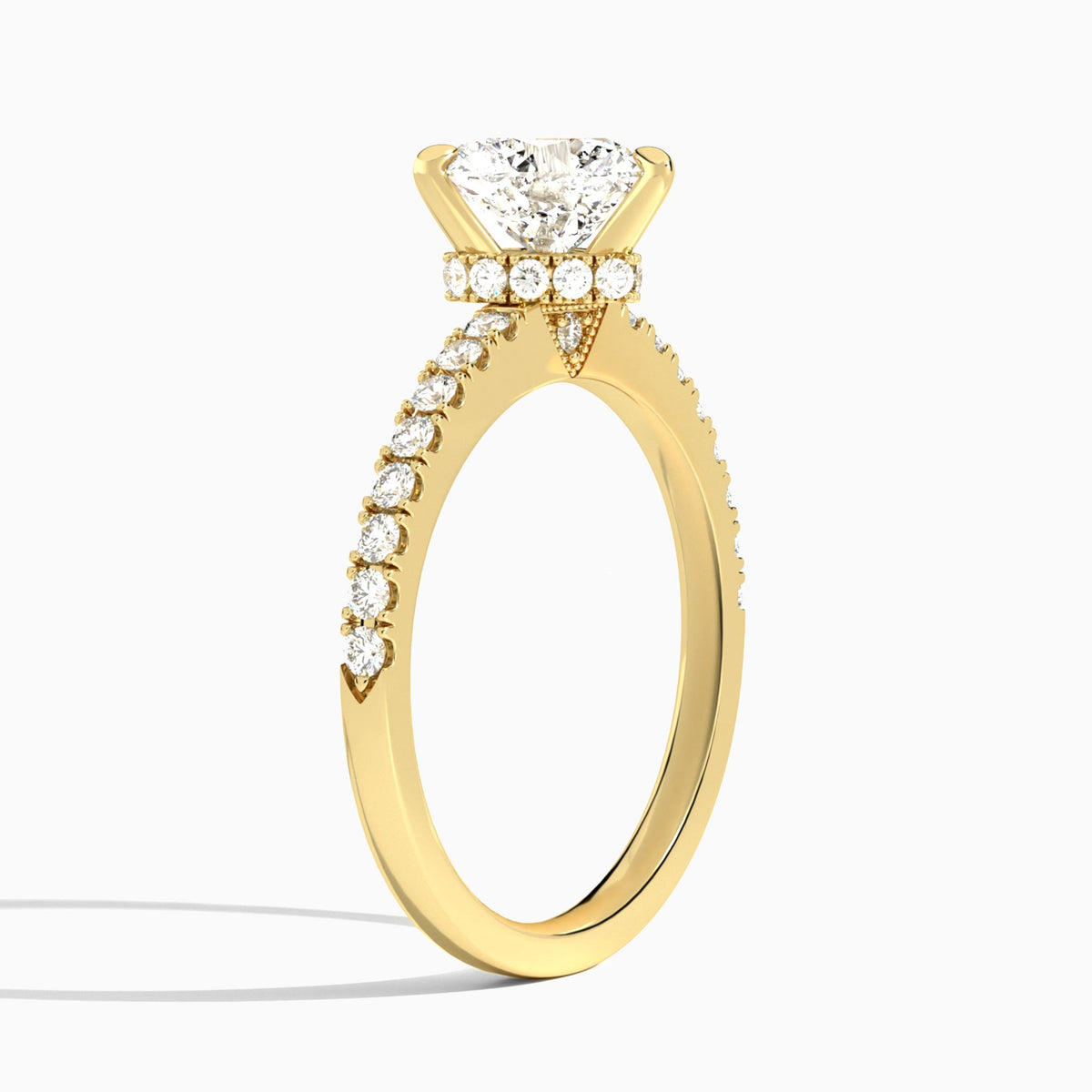 Heart Nadia Lab Grown Diamond Engagement Ring In 14K Yellow Gold, Angle View